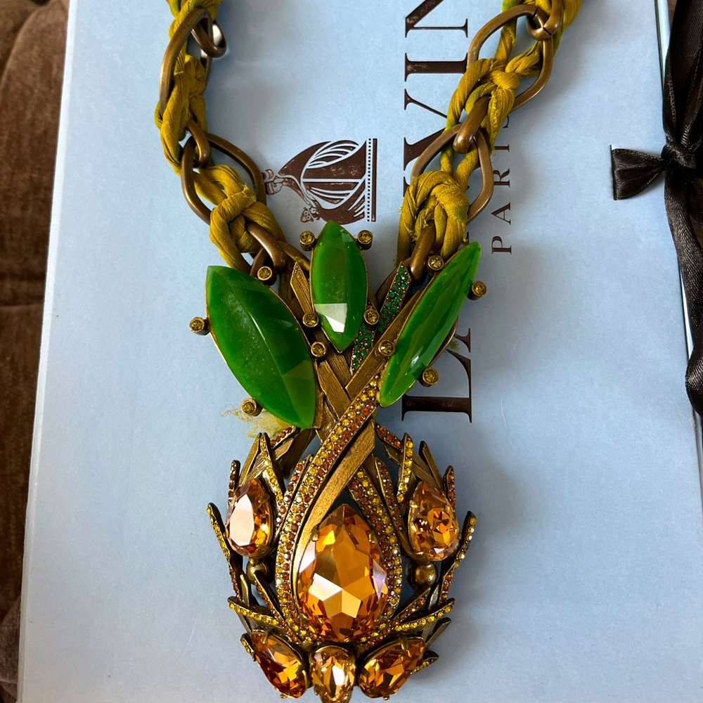 LANVIN Vintage Crystal Pineapple Necklace - Rare